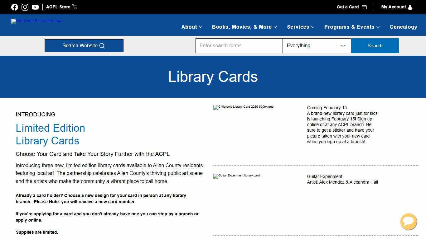 Get a Library Card Allen County Public Library