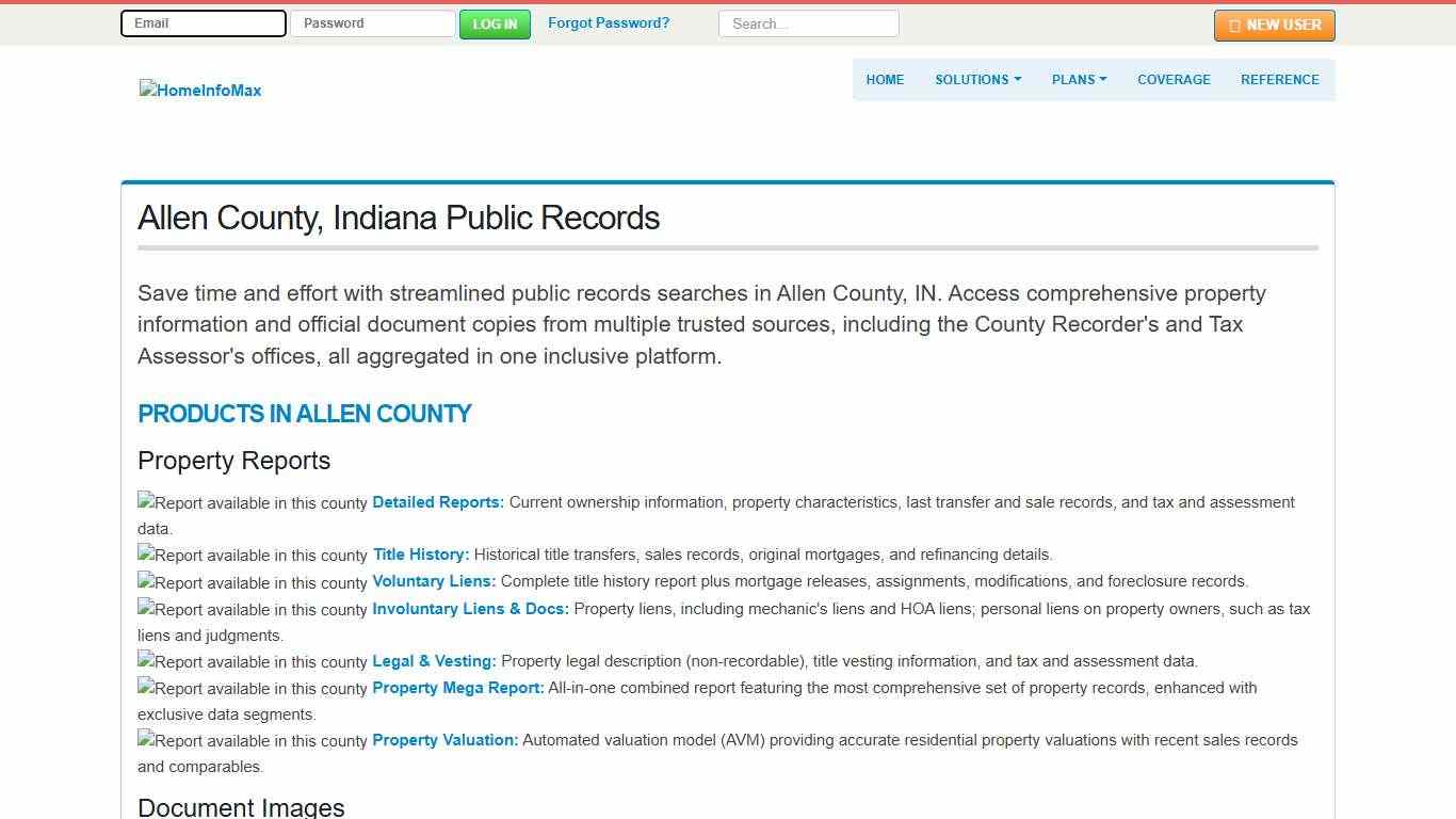 Allen County, Indiana Public Records & Documents Search HomeInfoMax